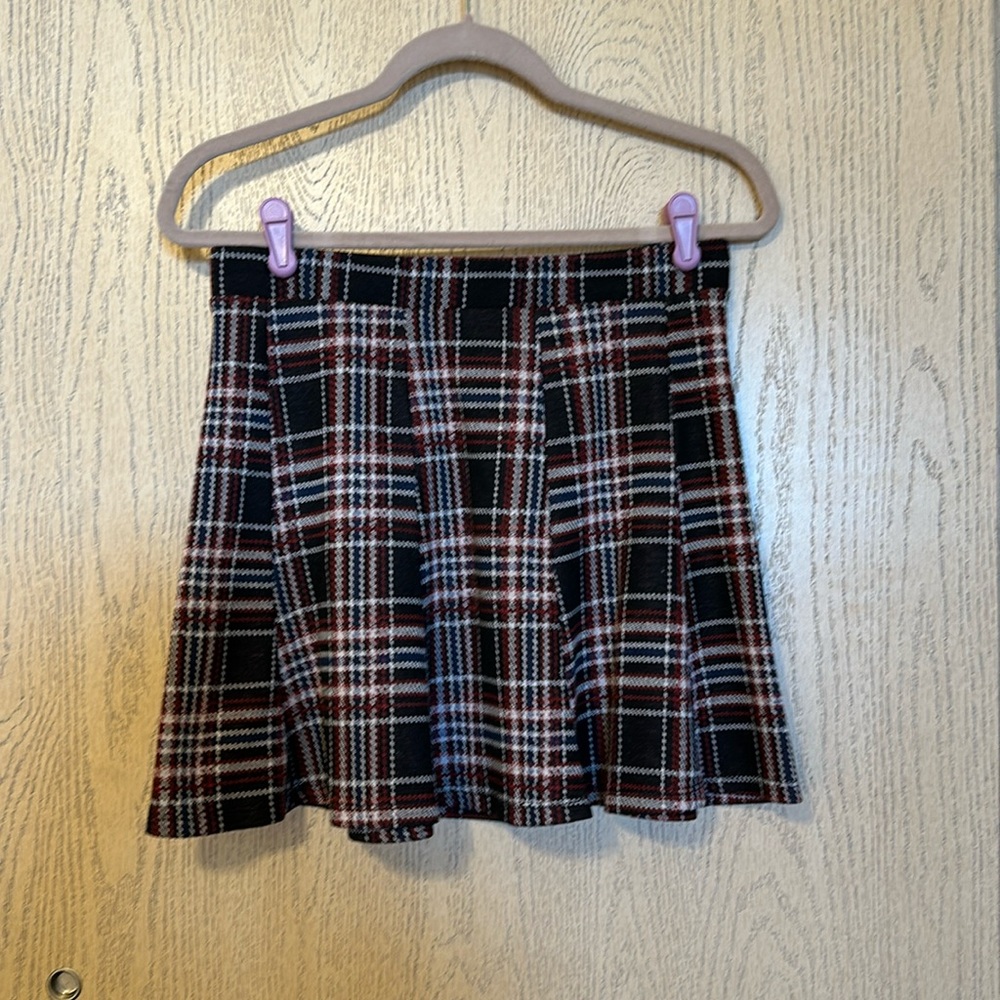 BERSHSKA SOFT PLAID MINI SKIRT